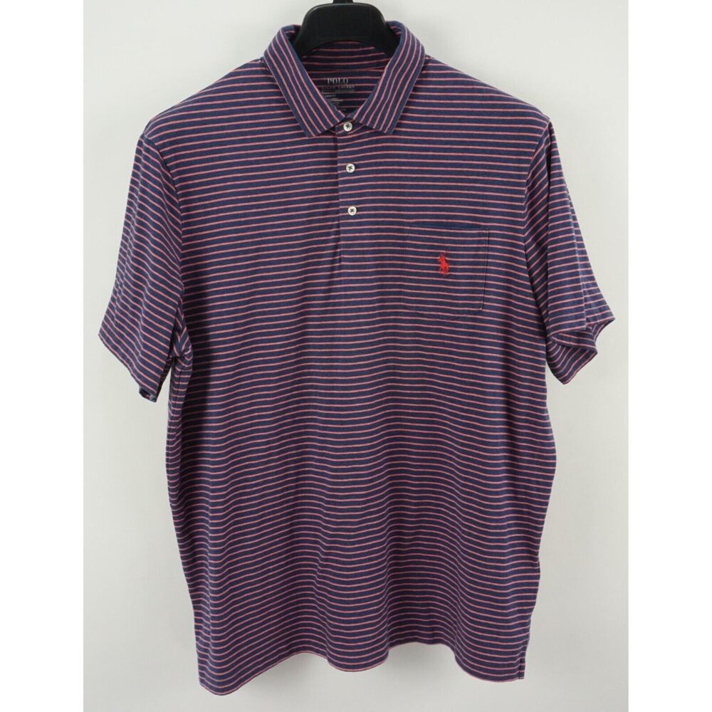 Polo Ralph Lauren Performance Men's XL Short Sleeve Blue Pink‎ Knit Pony Shirt